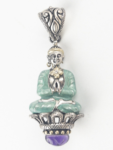 BIXBY - Buddha amethyst sterling and 18K yellow gold enhancer (no chain) Estimated Replacement value $265