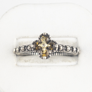 Barbara Bixby Citrine Flower Sterling And 18K Yellow Gold Ring Estimated Replacement Value $165. Size 10 - 10.25.