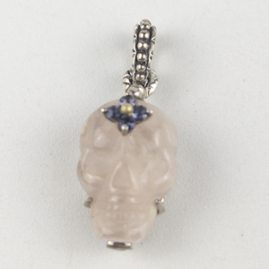 BIXBY - Rose Quartz Doublet Skull sterling and 18K yellow gold charm Estimated Replacement value $175