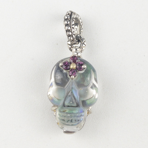 BIXBY -&nbspAbalone Doublet skull sterling and 18K yellow gold charm Estimated Replacement value $175