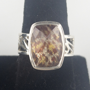 Sajen Leopard Print Quartz Sterling Silver Statement Ring . Size 11.75 - 12.