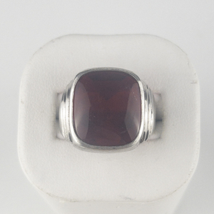 Bezel Set Lab Grown Ruby Sterling Silver Ring. Size 7.25 - 7.5.