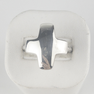 RLM Studio (Robert Lee Morris) Wide Cross Sterling Silver Ring. Size 10 - 10.25.