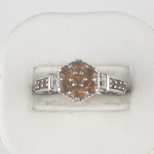 STS Jewels Citrine & CZ Sterling Silver Ring. Size 8 - 8.25.