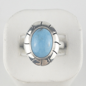 QVC Design (Mexico)  Oval Turquoise Cabochon Sterling Silver Ring. Size 8.75 - 9.