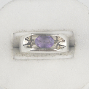 Oval Cut Amethyst Sterling Silver Ring. Size 7 - 7.25.