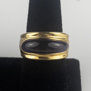 RLM Studio (Robert Lee Morris) Amethyst Cabochon Freeform Brass Ring. Size 11 - 11.25.