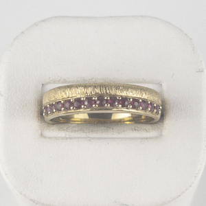 Michelle Albala Ruby &amp Brushed Duo Vermeil Band Estimated Replacement Value $300, Set With Ruby. Size 10 - 10.25.