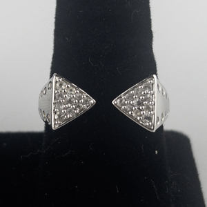 Michelle Albala White Sapphire Pave Double Triangle Sterling Silver Ring Estimated Replacement Value $225. Size 11 - 11.25.