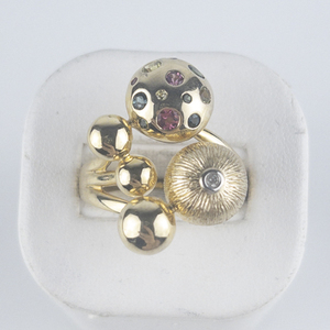 Michelle Albala Multi-Colour Tourmaline & White Sapphire Bubble Vermeil Statement Ring Estimated Replacement Value $390. Size 11 - 11.25.