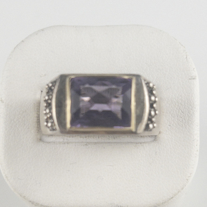 Michael Dawkins 3.2Ct Amethyst Sterling And 14K Yellow Gold Ring Estimated Replacement Value $200. Size 10.75 - 11.