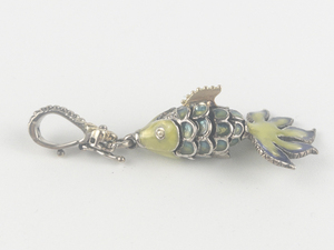 BIXBY -&nbspDangling Enamel fish sterling and 18K yellow gold pendant (no chain) Estimated Replacement value $350