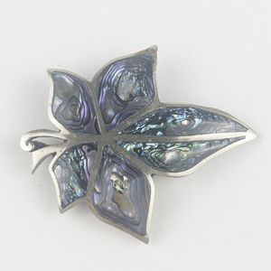Abalone Inlay Leaf alpaca pendantbrooch (no chain)