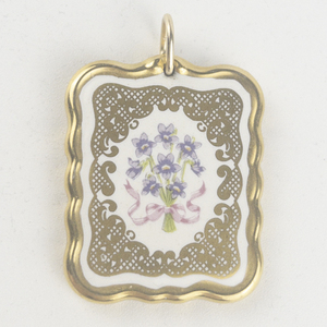 Franklin Mint Victorian Valentine ceramic 14k Gold Filled pendant (no chain)