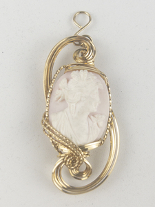 New old Stock Pink Shell Cameo gold filled wire pendant (no chain) Estimated Replacement value $200
