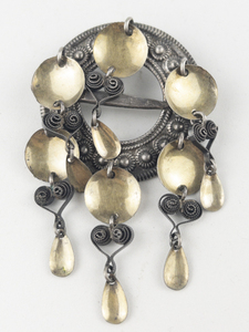 Einar Modahl (Norway) Traditional Handmade Norwegian Solje 830 Silver Brooch .