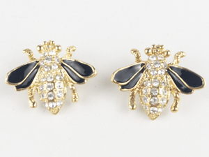 Set of two  Rhinestone Accented Gold Plated Base Metal Brooches.
