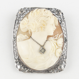 Habill Cameo Handmade Filigree Sterling Silver Brooch .