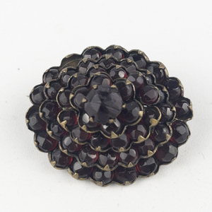 Antique Bohemian Garnet Gold Tone Base Metal Brooch .