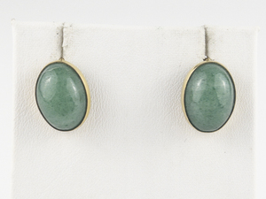 Ronci  Green Cabochon Stone12K Gold Filled screw-Back Non-Pierced Earrings.