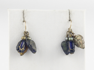 Colourful Leafy Gold Tone Base Metal French Wire Dangle Earrings .