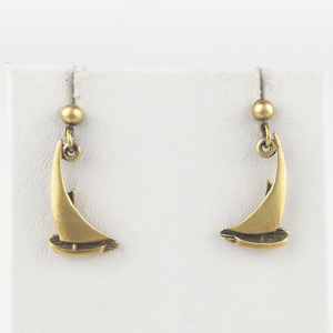 Sailboat Gold Filled Dangle Earrings .