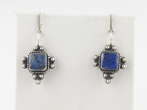 Quoc Lapis Lazuli Sterling Silver French Wire Earrings .