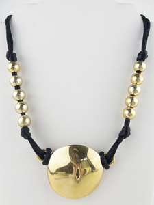 RLM Studio (Robert Lee Morris) Pendant & Beads Brass Statement Necklace.