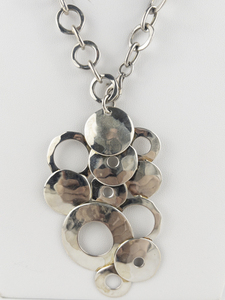 RLM Studio (Robert Lee Morris) Layered Disc Bubble Sterling Silver Pendant Necklace .  Estimated Replacement Value $250