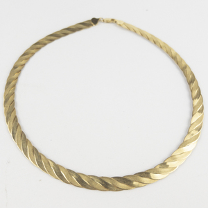 Milor  Polished Satin Braided vermeil Herringbone Necklace.