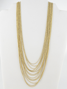 Argento Dorato  Polished 18K Plated Sterling Silver 14 Strand Bead Link Necklace.  Estimated Replacement Value $200