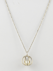 Danecraft Pearl In Cage Vermeil Pendant Necklace .