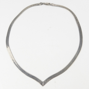 V Sterling Silver Herringbone Necklace.