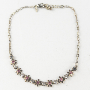 AVON Dainty Pink & White Rhinestone Gold Tone Base Metal Anklet .