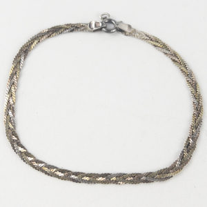 Sunstone  Braided Tri-Tone Sterling Silver Chain Bracelet .