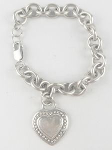 Judith Ripka Sterling Silver Heart Charm Bracelet.