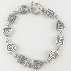Geometric Shapes Sterling Silver Bracelet.