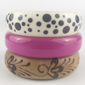 Group of 3  Plastic & Wooden Bangles .