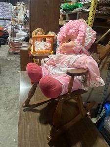 lot 27 image: Dolls  Kids Rocking Chair   and toy Shopping Cart