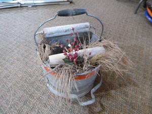 Vintage Mop Ringer Bucket with Christmas Dcor