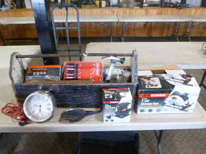 Wood Toolbox with Tools