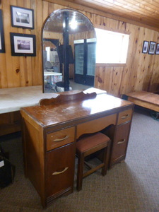 Vintage Vanity with Mirror and Seat