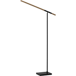 lot 2 image: Port Floor Lamp By Nova of California-Matte Black & Walnut