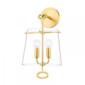lot 17 image: Hudson Valley James 2 Light Wall Sconce with Aged Brass Finish