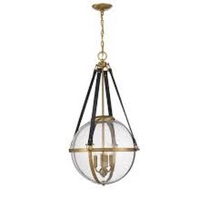 lot 18 image: Bozeman 4 Light 18 inch Warm Brass Pendant Ceiling Light