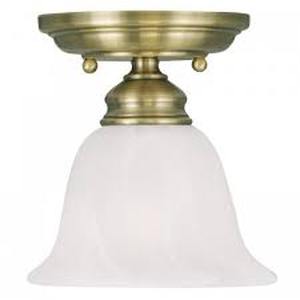lot 25 image: Livex Lighting Essex 1 Light 6 inch Antique Brass Semi-Flush Mount Ceiling Light-Antique Brass