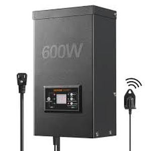 lot 47 image: Vevor Low Voltage 600-Watt Metal Landscape Lighting Transformer with Timer Photocell Sensor 120 VAC to 1214 VAC for Outdoor