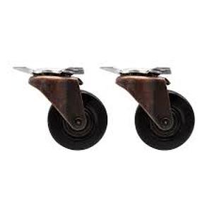 lot 55 image: Everbilt 2 in. Black Soft Rubber and Copper Swivel Plate Caster with 80 lb. Load Rating (2-Pack)
