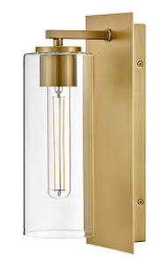 lot 23 image: Lark Lane 5-in W 1-Light Satin Brass Transitional LED Wall Sconce-Lacquered Brass