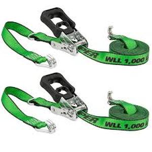 lot 129 image: Keeper Chrome Ratchet Tie-Down Strap 16 ft. x 1.25 in. 1,000 lbs. (2-Pack)